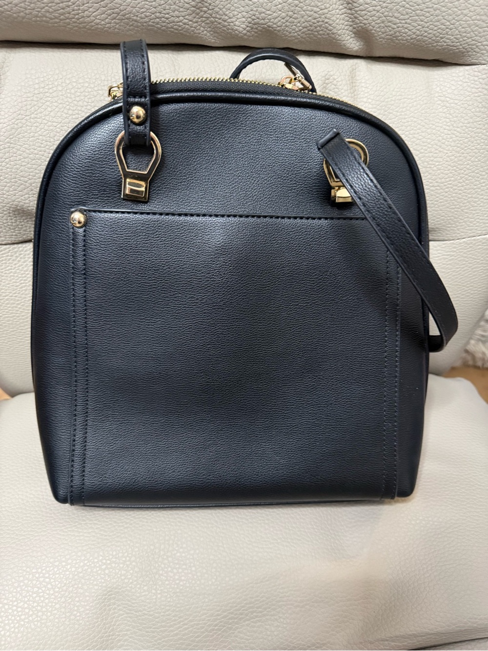 Classic Black faux Leather Crossbody Backpack - Women's Bag